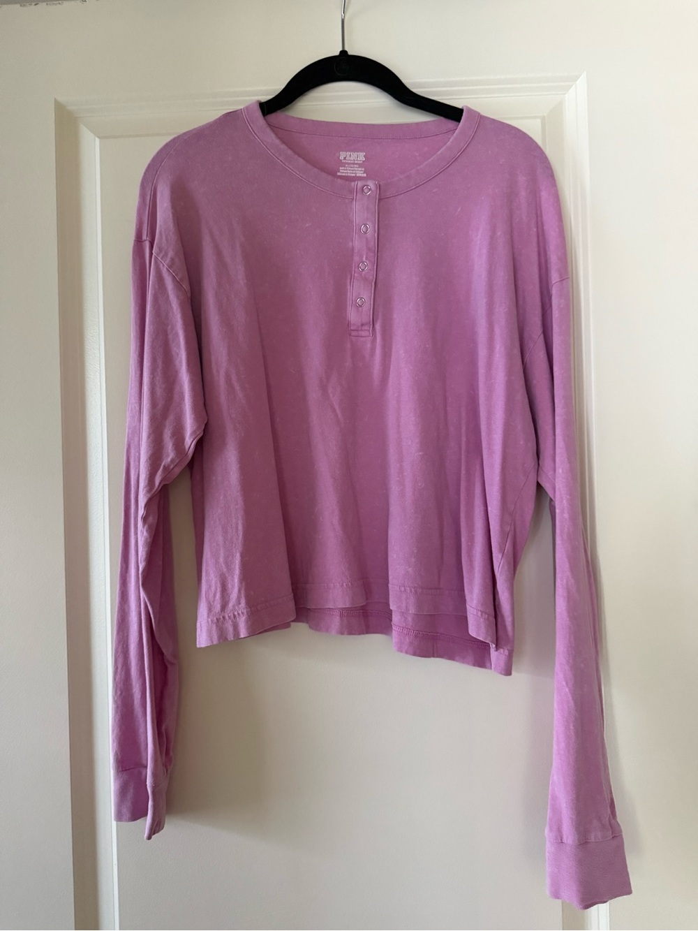 PINK Victoria's Secret Lilac Button-Front Long Sleeve Henley